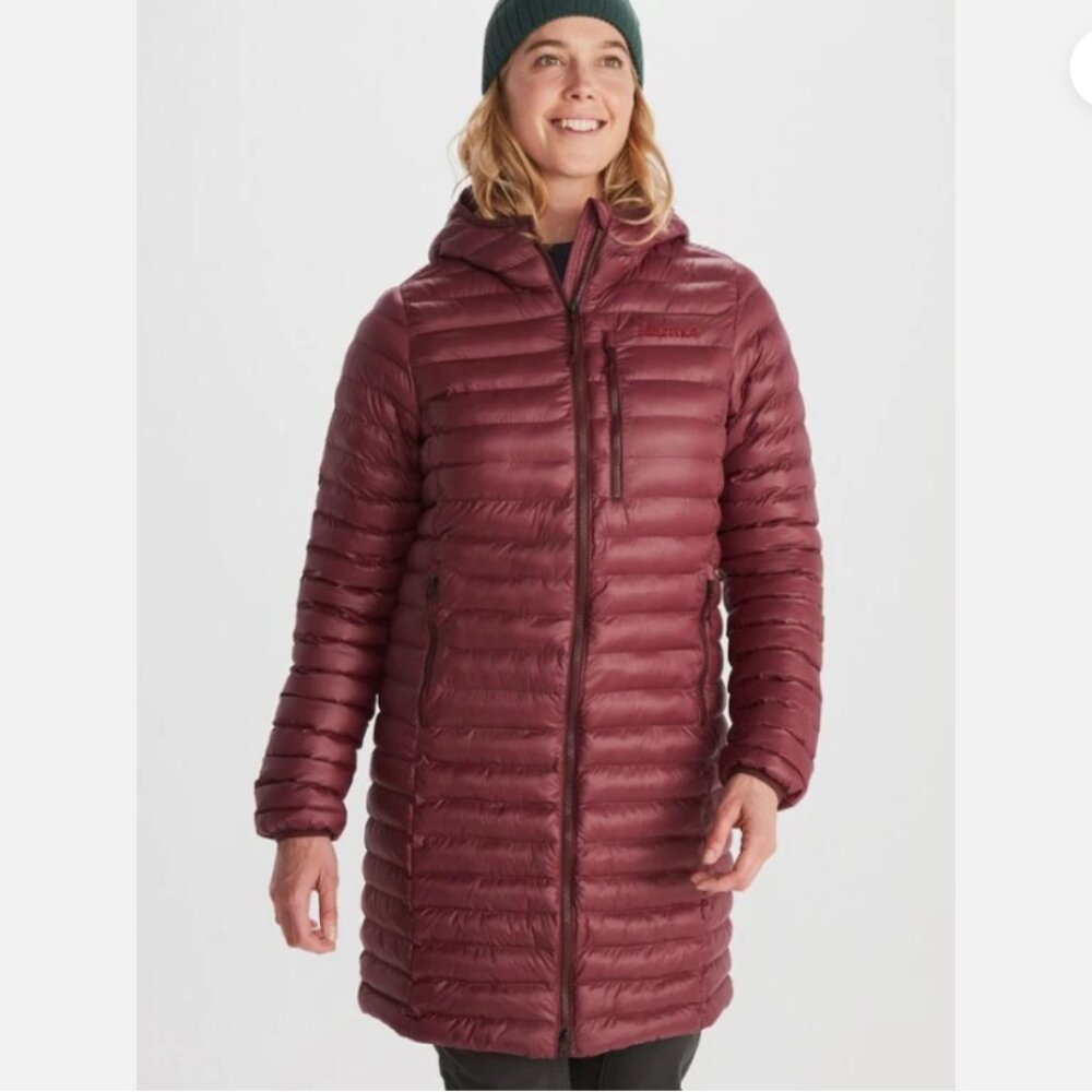 NWT *Marmot* Echo Featherless Hooded Parka  | "Port Royal Shiny" Burgundy | XS - Picture 2 of 9